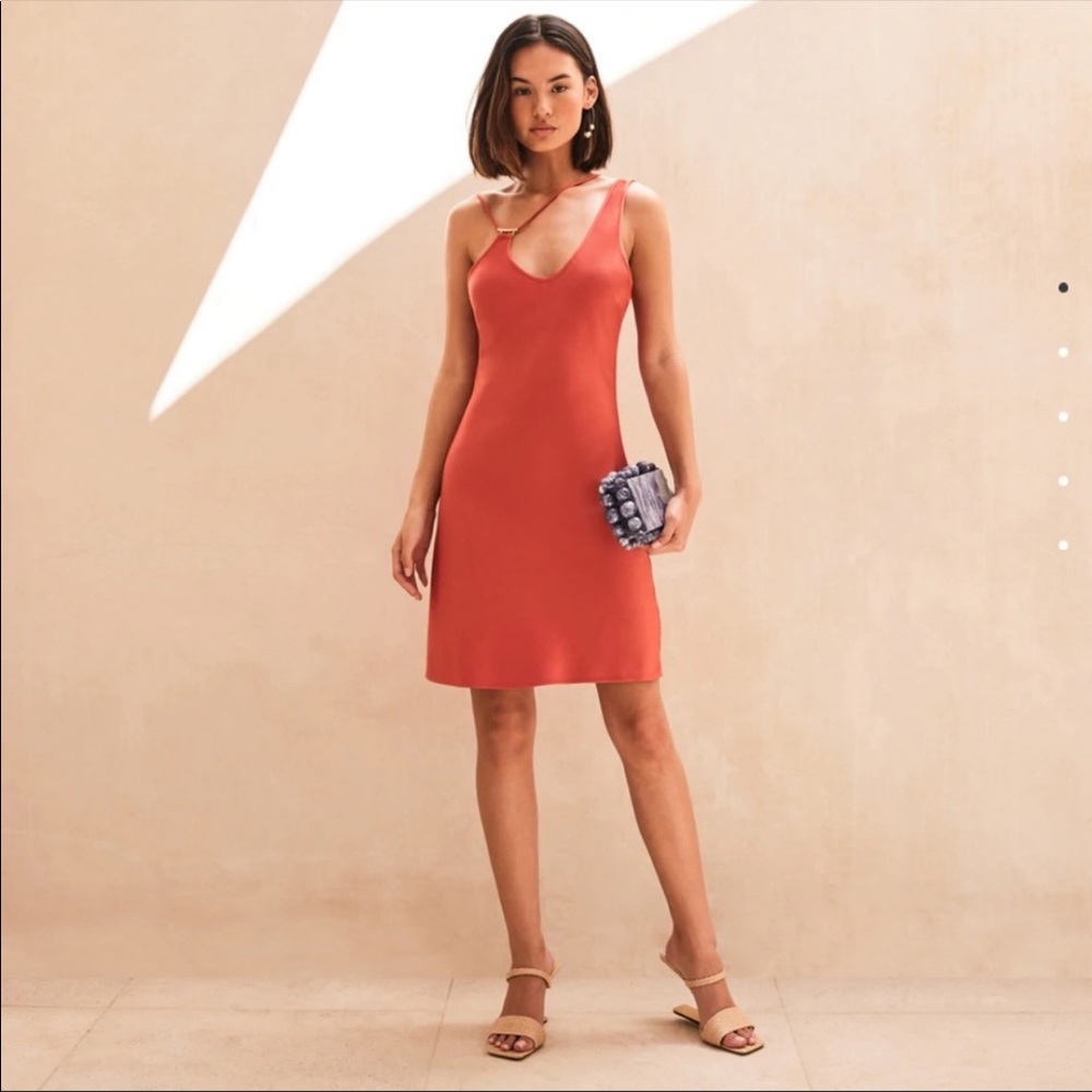 CULT GAIA TAMA CHILLI RED SILKY STRAPPY MINI SUMMER SPRING DRESS SIZE MEDIUM